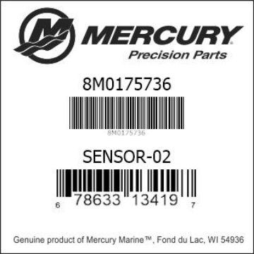 Mercury Marine part number 8M0175736 SENSOR-02 Bar codes for Mercury Marine part number 8M0175736