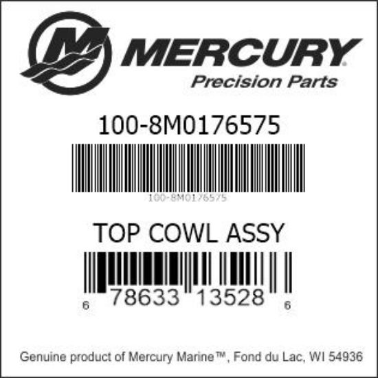 Bar codes for Mercury Marine part number 100-8M0176575