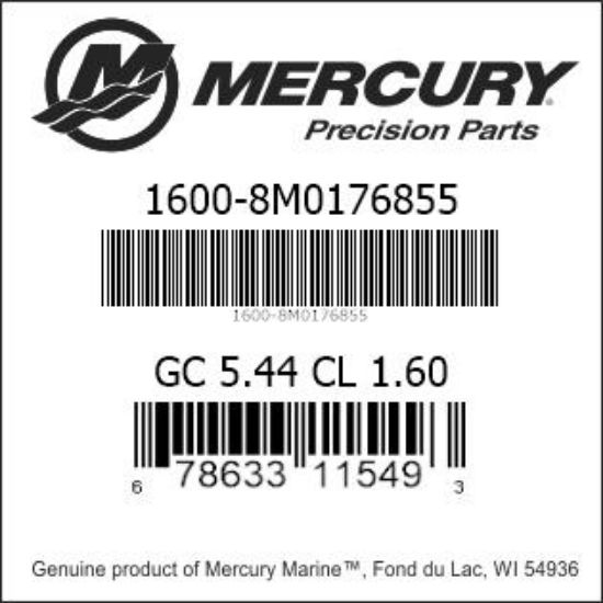 Bar codes for Mercury Marine part number 1600-8M0176855