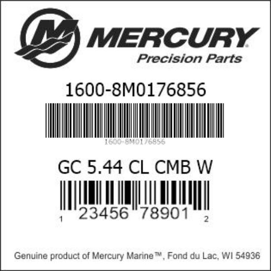 Bar codes for Mercury Marine part number 1600-8M0176856