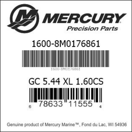 Bar codes for Mercury Marine part number 1600-8M0176861