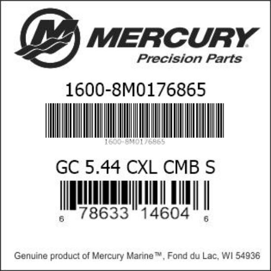 Bar codes for Mercury Marine part number 1600-8M0176865