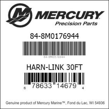 Mercury Marine part number 84-8M0176944 HARN-LINK 30FT Bar codes for Mercury Marine part number 84-8M0176944