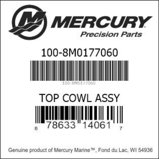 Bar codes for Mercury Marine part number 100-8M0177060