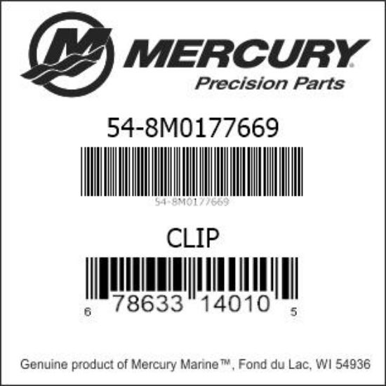 Bar codes for Mercury Marine part number 54-8M0177669