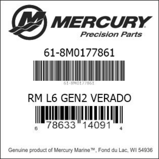 Bar codes for Mercury Marine part number 61-8M0177861