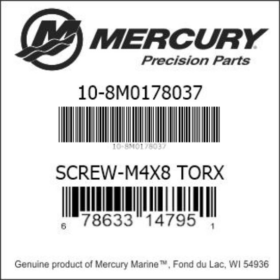 Bar codes for Mercury Marine part number 10-8M0178037