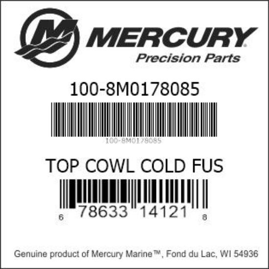 Bar codes for Mercury Marine part number 100-8M0178085