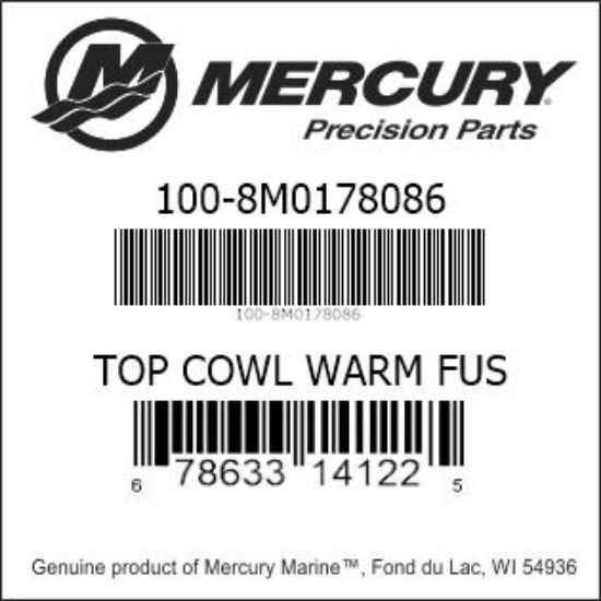Bar codes for Mercury Marine part number 100-8M0178086