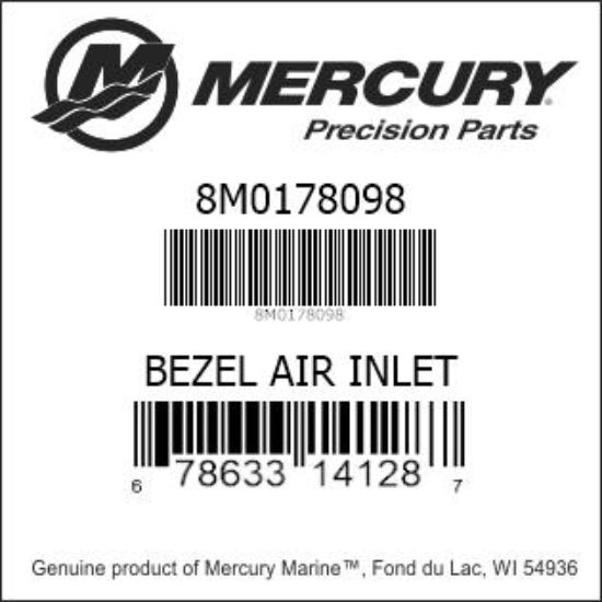 Bar codes for Mercury Marine part number 8M0178098