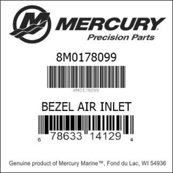 Bar codes for Mercury Marine part number 8M0178099