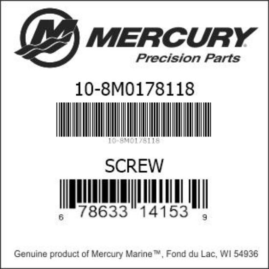 Bar codes for Mercury Marine part number 10-8M0178118