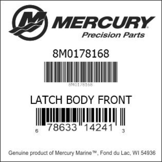 Bar codes for Mercury Marine part number 8M0178168