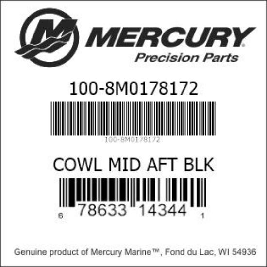 Bar codes for Mercury Marine part number 100-8M0178172