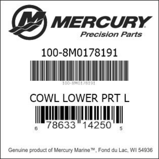 Bar codes for Mercury Marine part number 100-8M0178191