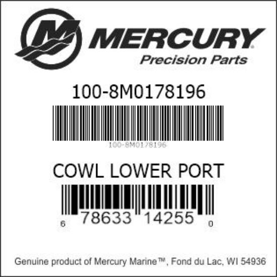 Bar codes for Mercury Marine part number 100-8M0178196