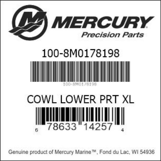 Bar codes for Mercury Marine part number 100-8M0178198