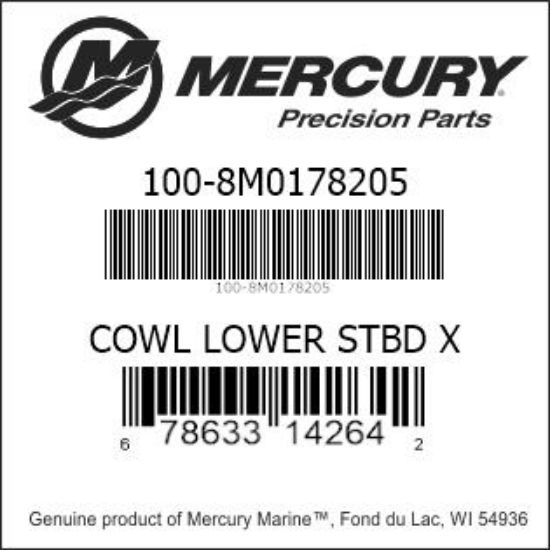 Bar codes for Mercury Marine part number 100-8M0178205