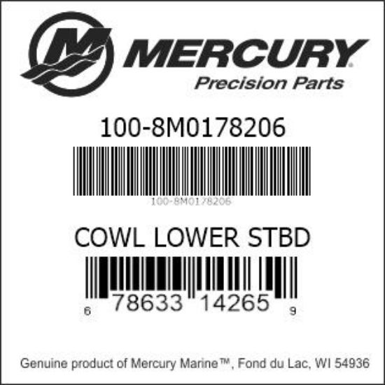 Bar codes for Mercury Marine part number 100-8M0178206