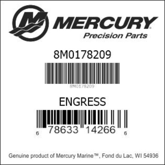 Bar codes for Mercury Marine part number 8M0178209