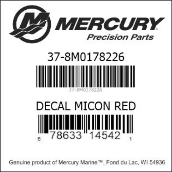Bar codes for Mercury Marine part number 37-8M0178226