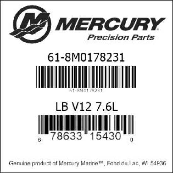 Bar codes for Mercury Marine part number 61-8M0178231