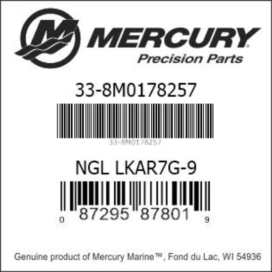 Bar codes for Mercury Marine part number 33-8M0178257