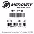 Bar codes for Mercury Marine part number 8M0178539