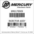 Bar codes for Mercury Marine part number 8M0178909