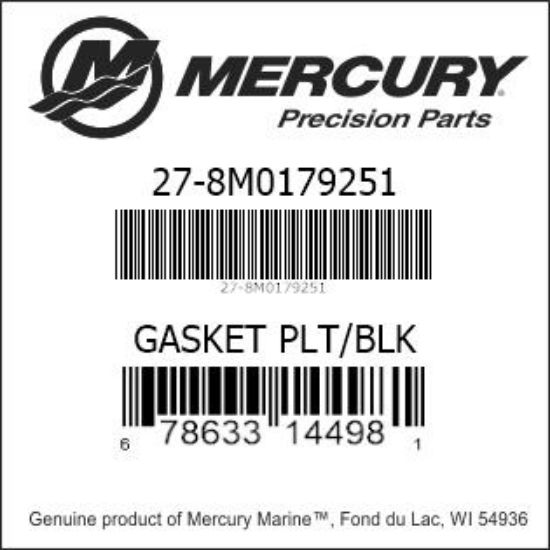 Bar codes for Mercury Marine part number 27-8M0179251