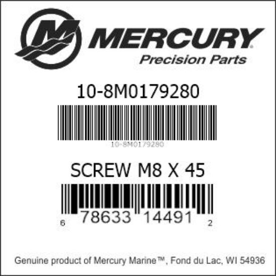 Bar codes for Mercury Marine part number 10-8M0179280