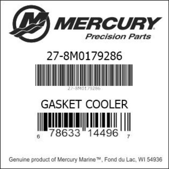 Bar codes for Mercury Marine part number 27-8M0179286