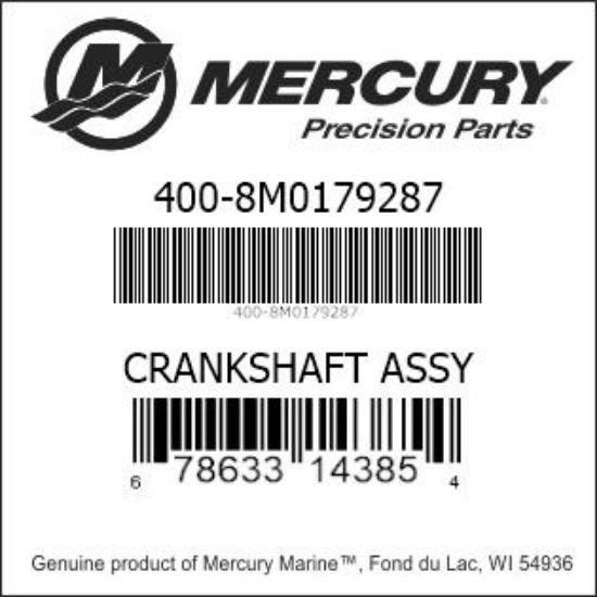 Bar codes for Mercury Marine part number 400-8M0179287