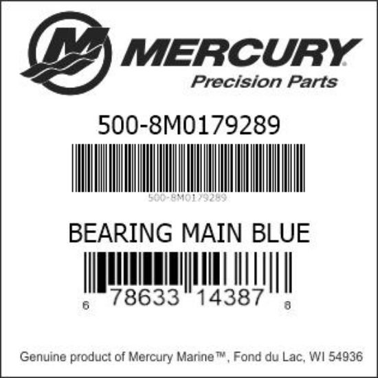 Bar codes for Mercury Marine part number 500-8M0179289