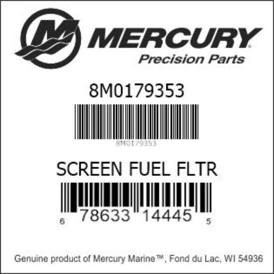 Bar codes for Mercury Marine part number 8M0179353