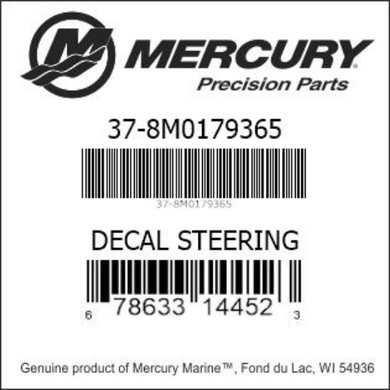 Bar codes for Mercury Marine part number 37-8M0179365