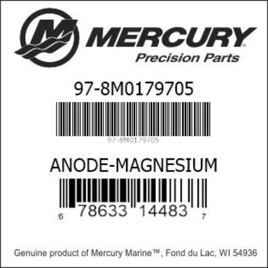 Bar codes for Mercury Marine part number 97-8M0179705