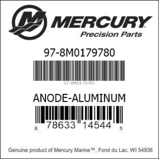 Bar codes for Mercury Marine part number 97-8M0179780