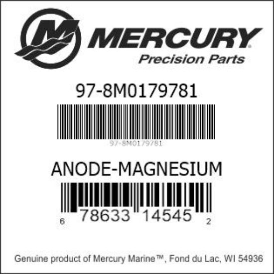 Bar codes for Mercury Marine part number 97-8M0179781