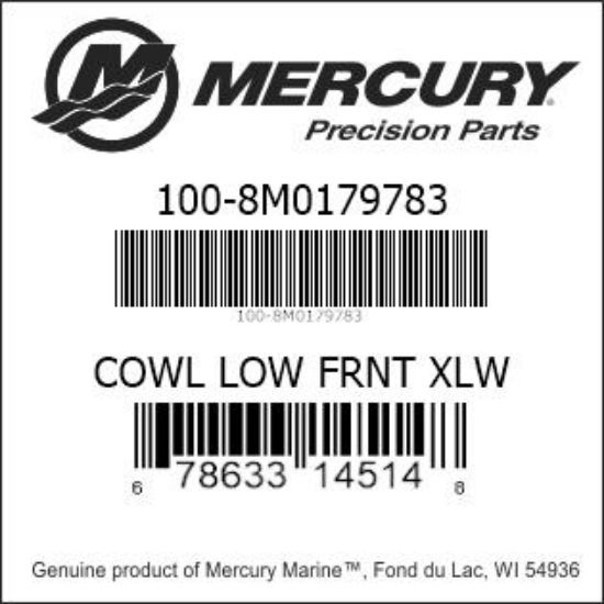 Bar codes for Mercury Marine part number 100-8M0179783