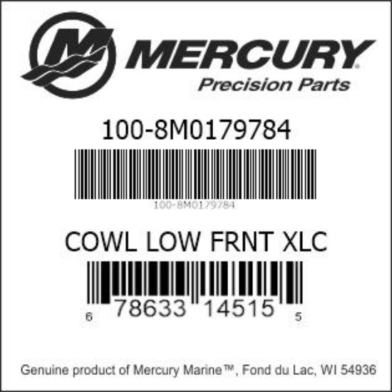 Bar codes for Mercury Marine part number 100-8M0179784