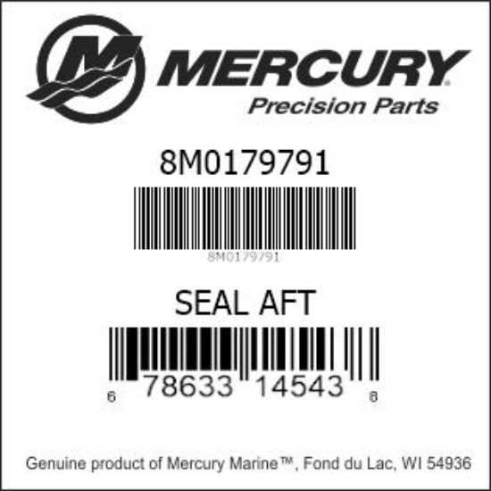 Bar codes for Mercury Marine part number 8M0179791