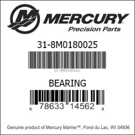 Bar codes for Mercury Marine part number 31-8M0180025