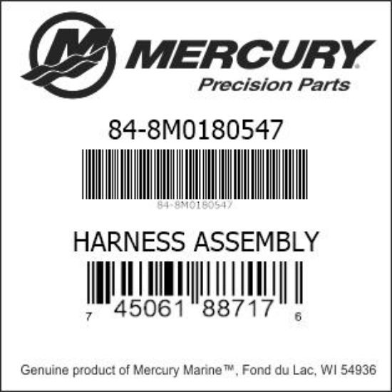 Bar codes for Mercury Marine part number 84-8M0180547