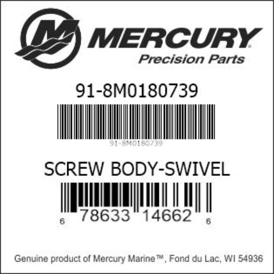 Bar codes for Mercury Marine part number 91-8M0180739