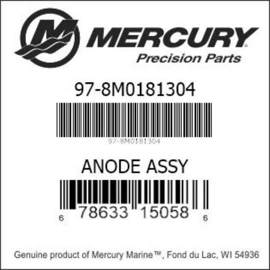 Bar codes for Mercury Marine part number 97-8M0181304