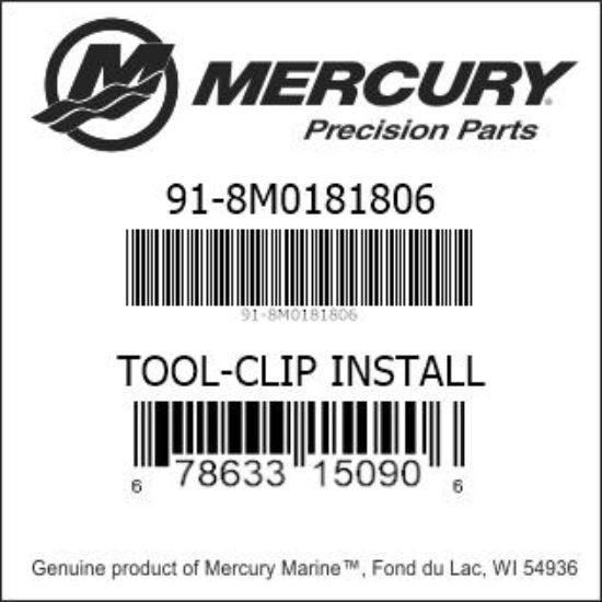 Bar codes for Mercury Marine part number 91-8M0181806