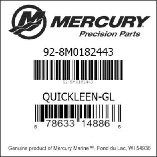 Bar codes for Mercury Marine part number 92-8M0182443