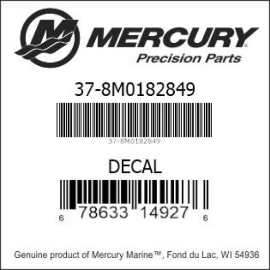Bar codes for Mercury Marine part number 37-8M0182849