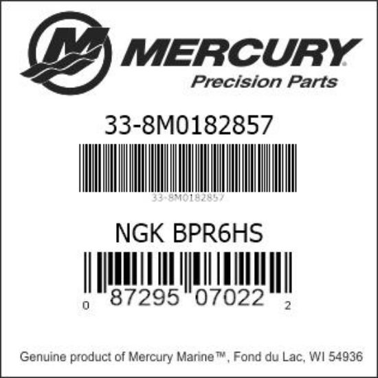 Bar codes for Mercury Marine part number 33-8M0182857
